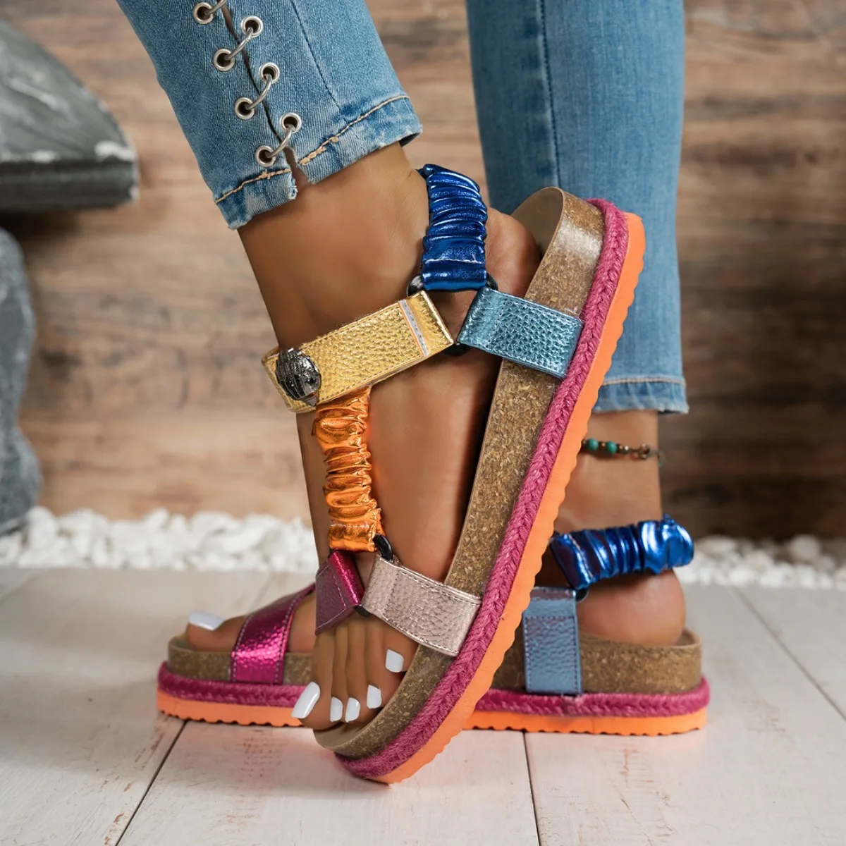Women Sandals Outdoor Breathable Casual Flat Shoes Women Plus Size Sandals Comfortable 2026 Summer Sandals Sandalias De Mujer