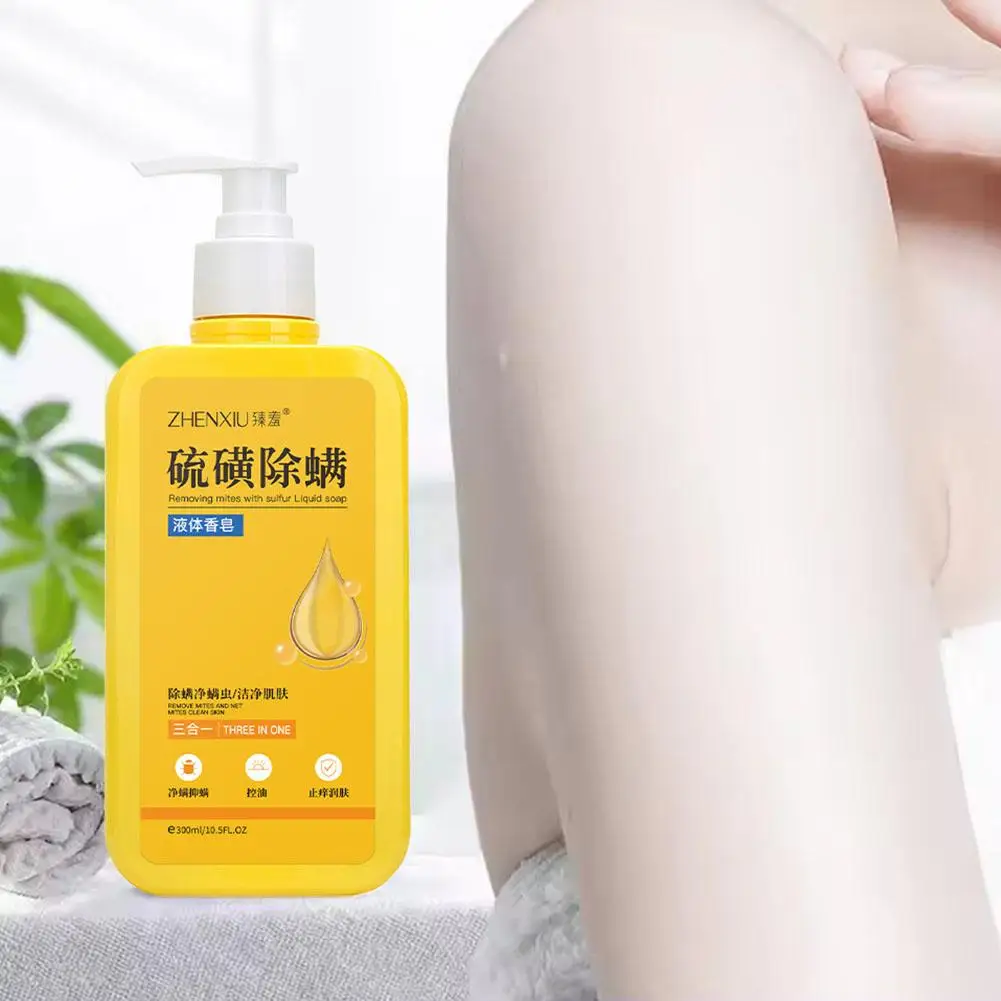 300ml Sulfur Mite Removal Shower Gel Oil Control Cleansing Clean Refreshing Gently Soap Nourishment Dirt Acne Liquid Care M F9O9