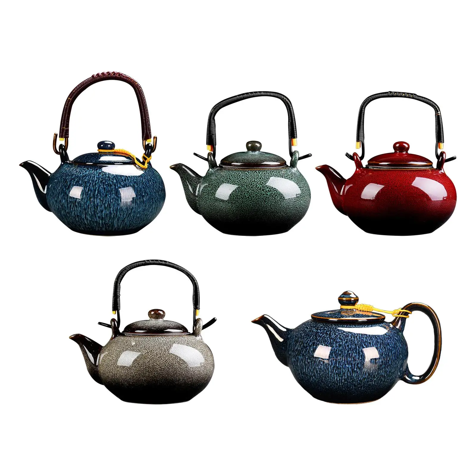 Ceramic Teapot Durable Kiln Change Tea Kettle Tea Dispenser Tea Maker Kettle for Picnic Household Kitchen Outdoor Restaurant