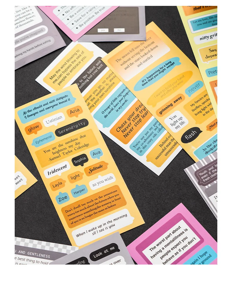 Chat dialog box sticker package, English sticker, handbag decoration material, creative phone case, water cup, handbag sticker