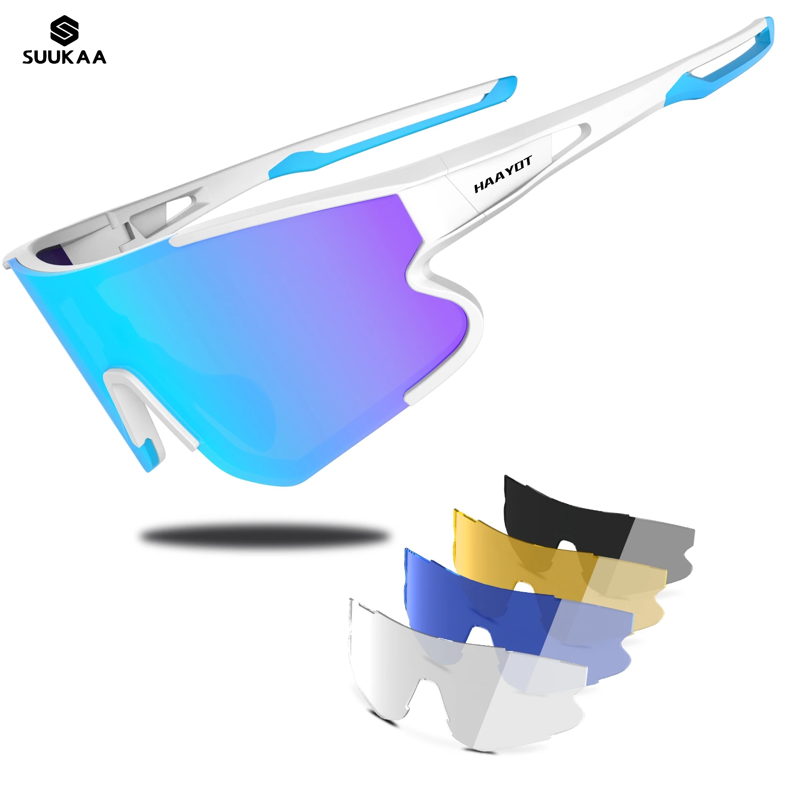 

Профессиональные поляризационные велосипедные очки Suukaa с 5 линзами, спортивные солнцезащитные очки для MTB и шоссейных велосипедов, зеркальные очки для езды, защита от УФ-излучения UV400, велосипедные очки