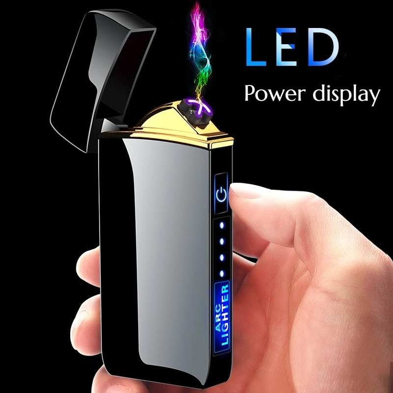 

Newest Metal USB Charging Lighter Windproof Personality Dual Arc Electronic Creative Men's Cigarette Lighter Smoking Accessories