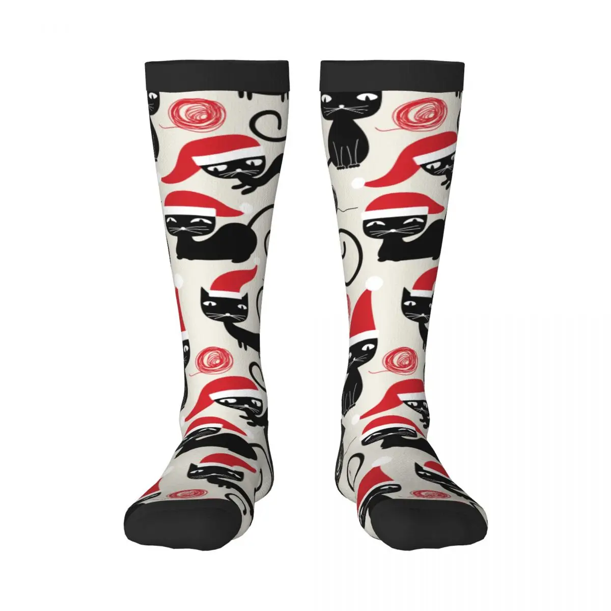 

Весенне-осенние гольфы с рождественским рисунком кошек, длинные чулки для школьных танцев