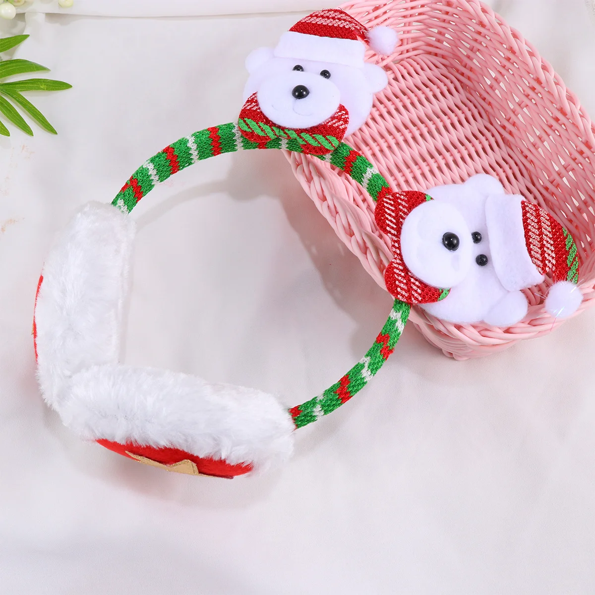 2 قطعة غطاء للأذنين عيد الميلاد الدافئة الأذن يغطي الكرتون الشتاء Headbands ثلج الدب القطبي زي حفلة أغطية الرأس غطاء للأذنين عيد الميلاد