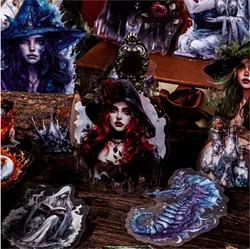 Journamm 20pcs/pack Dark Witch PET Stickers Collage Vintage Scrapbooking Materials Decor Junk Journal DIY Sticker Stationery