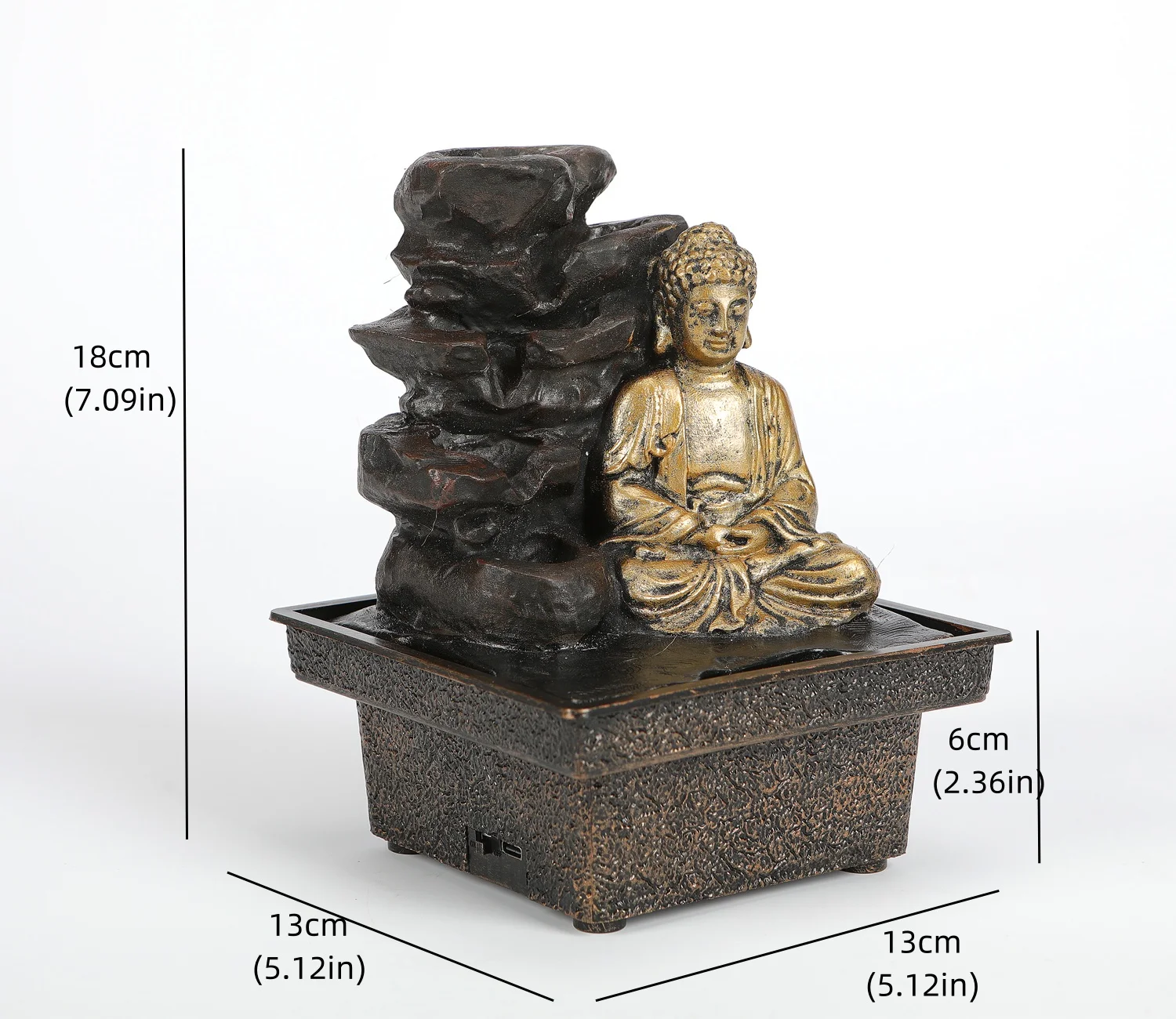 Tabletop Water Fountain Buddha Statue Zen Meditation Tabletop Humidifiers Desktop Indoor Waterfall Fountain