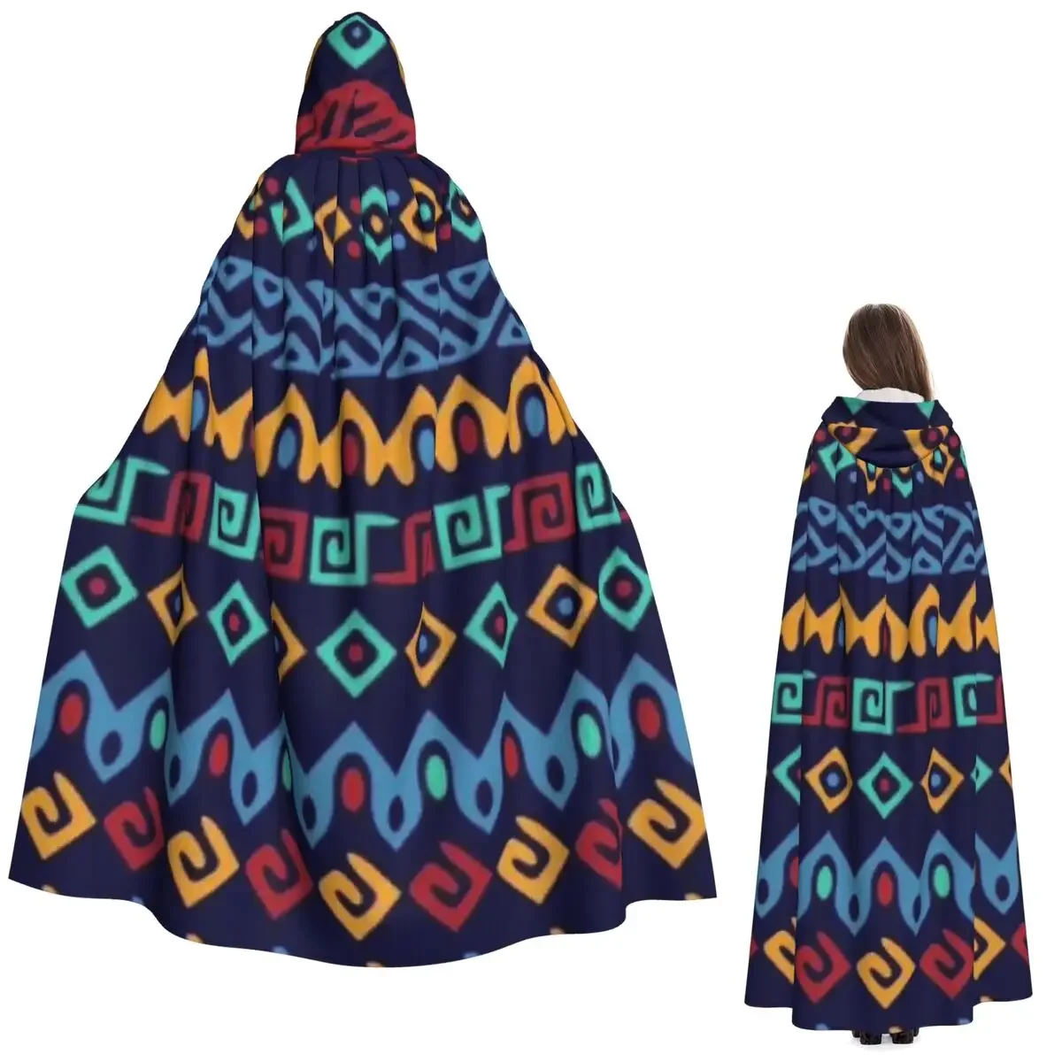 

Длинный плащ с капюшоном в этническом стиле, средневековый костюм ведьмы, накидка для косплея