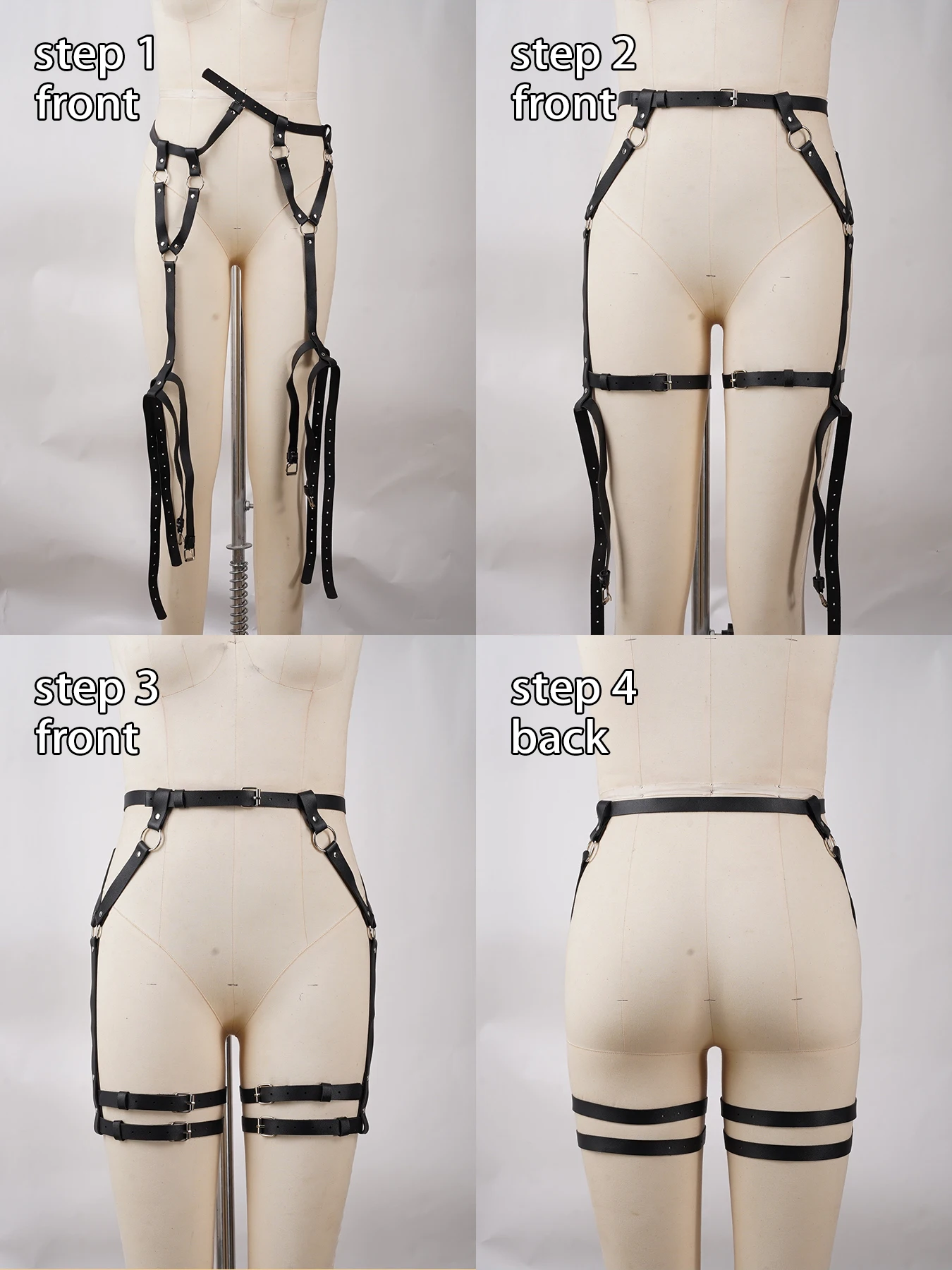 حزام رباط نسائي من الجلد الصناعي متعدد الاستخدامات - مثالي لملابس الشرير والقوطية والهذيان، يتضمن أربطة الفخذ القابلة للتعديل