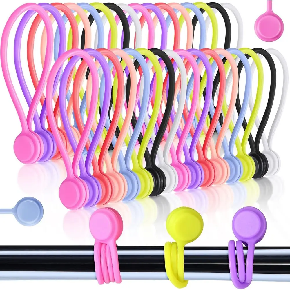 

7.5 Inch Reusable Silicone Magnetic Cable Ties for Organizing and Holding Wires at Home, Car, or Office