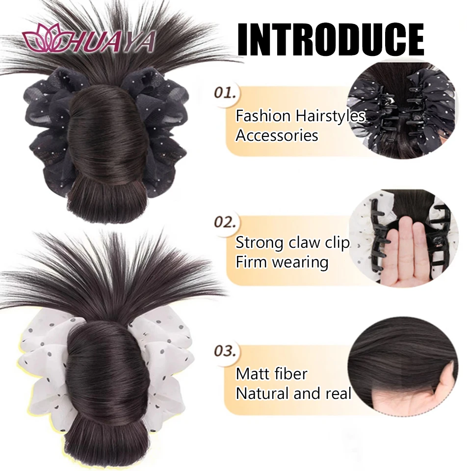 Synthetische Klauw Clip Paardenstaart Extensions Rommelige Rechte Chignon Broodje Paardenstaarten Golvend Krullend Haarstukjes Voor Vrouwen Klauw Clip In Haar