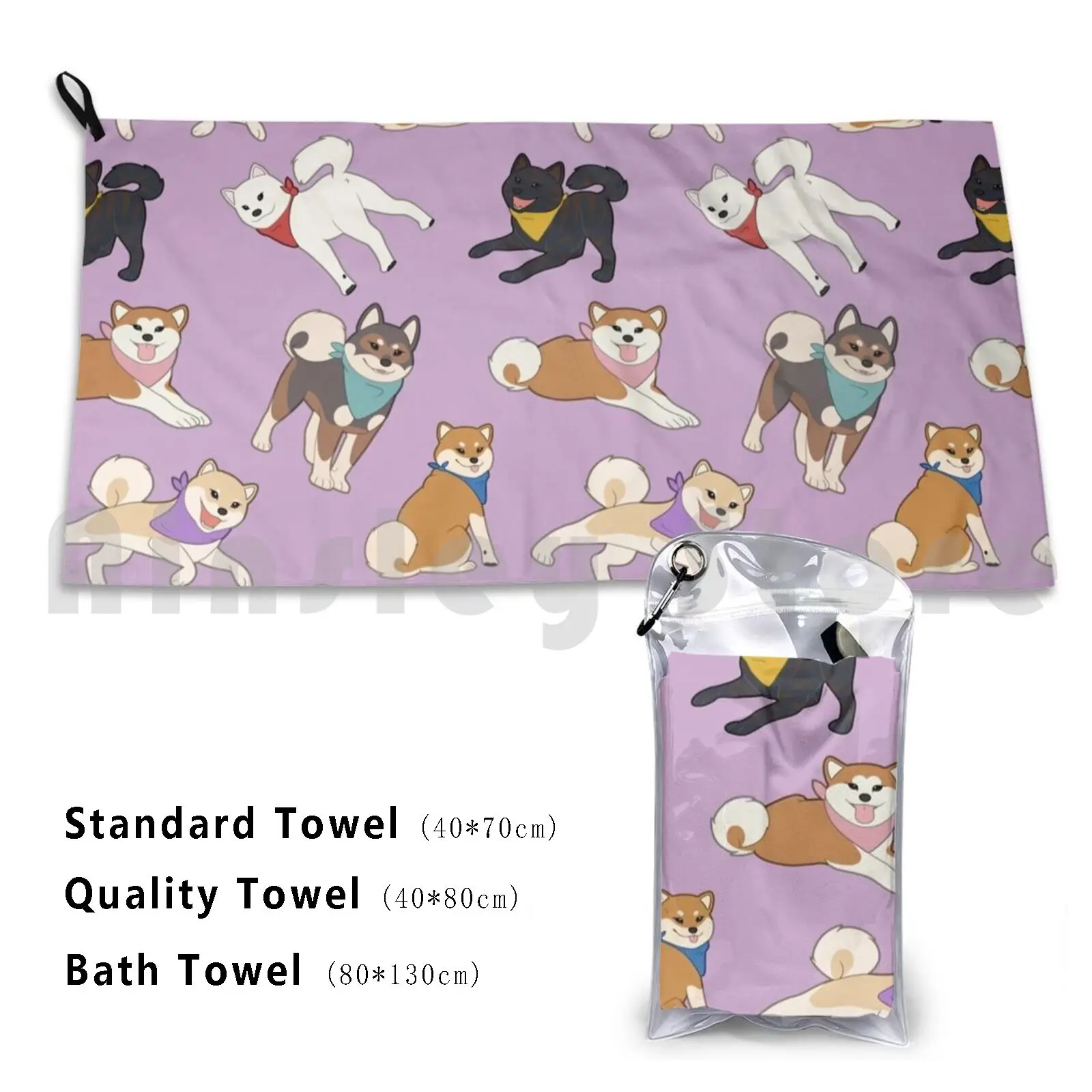 Nihon Ken Pattern-Akiko Variant Bath Towel Beach Cushion Nihon Ken Japanese Dog Shiba Inu Shiba Akita Inu Akita