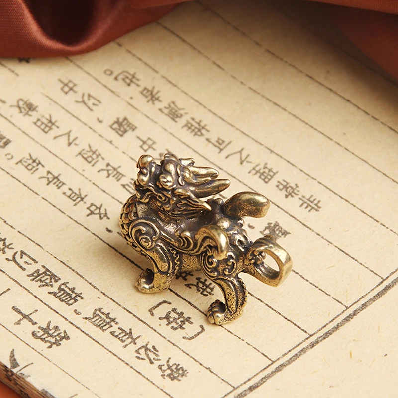 Statue Figurine Kylinsculpture Wealth Brass Decor Prosperity Good Yao Chinese Pi Ornament Qilin Dragon Luck Animal Fengshui