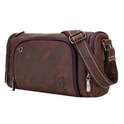 BULLCAPTAIN Brand Retro Men's Natural Leather Office Messengerbag Large Capacity Leisure Travel Shoulder Bag Briefcase