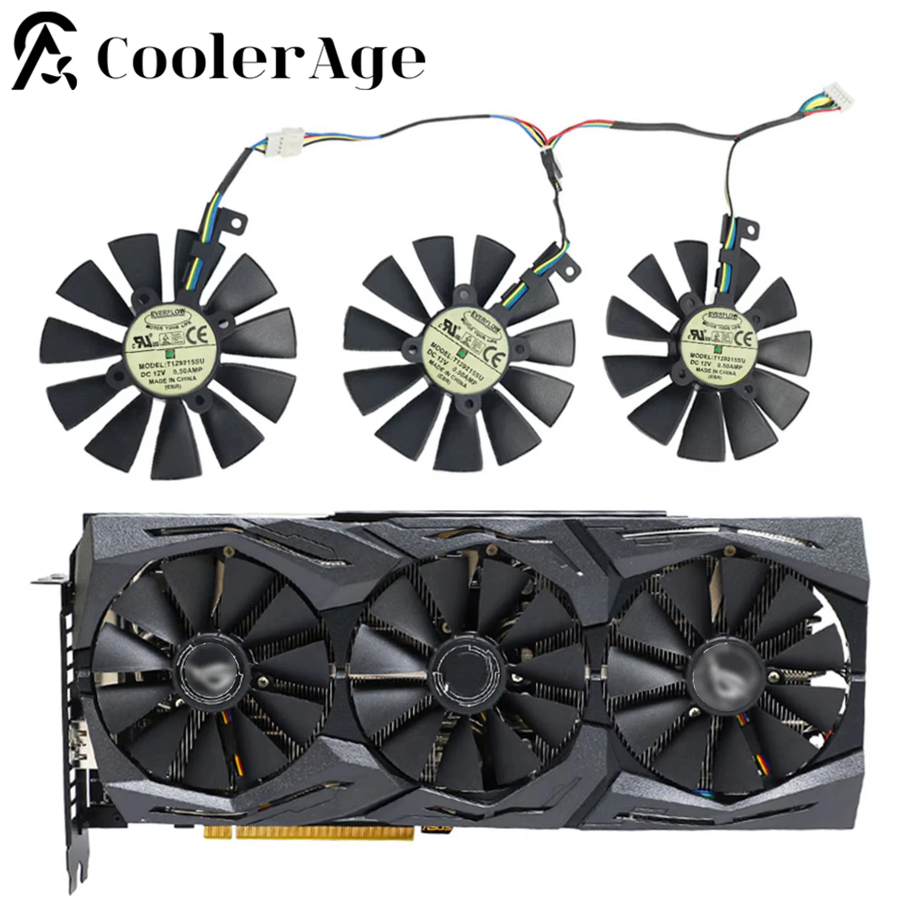 87MM T 129215 Wymiana wentylatora karty graficznej SU 6Pin GTX1060 dla ASUS Strix GTX 1060 OC 1080 1070 1080Ti RX 480 Wentylator karty graficznej