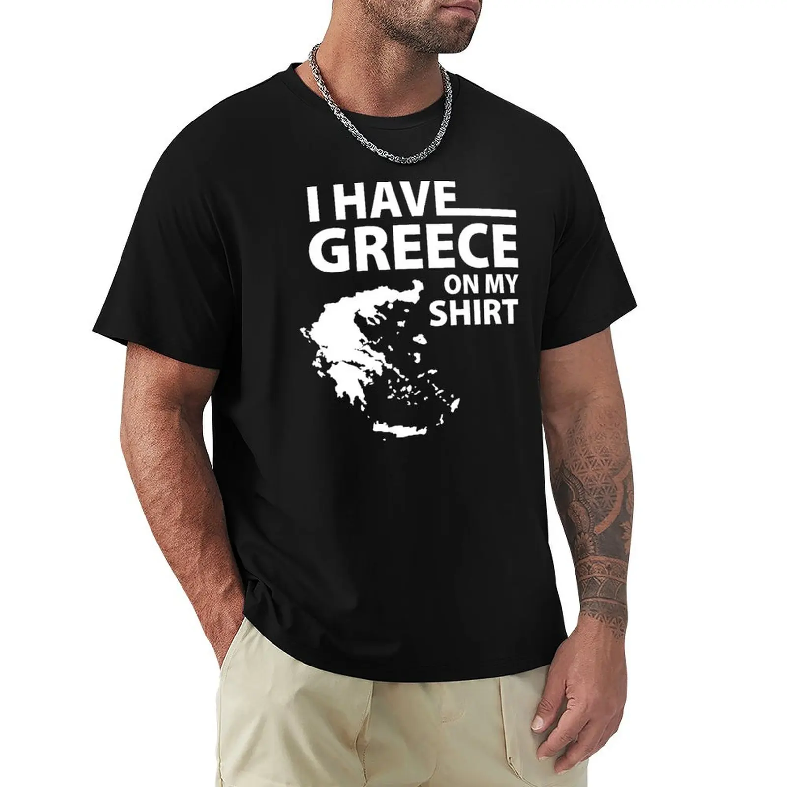 J'ai la Grèce sur mon t-shirt, t-shirt drôle pour professeur de géographie grec, t-shirt à manches courtes pour entraînement et performance