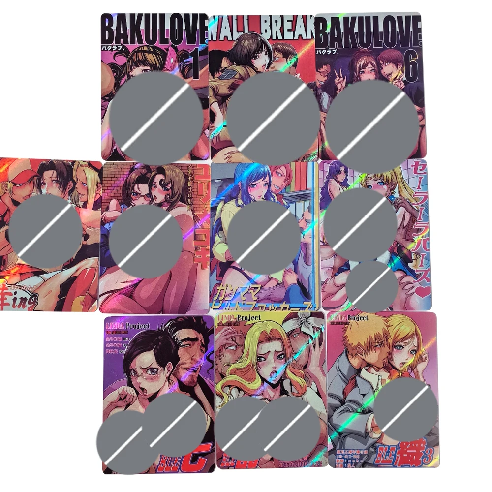 10pcs/set Anime Large gathering of people Mai Shiranui DIY Manga Card Process Colorful Flash Self-Made Card Game Collection Card