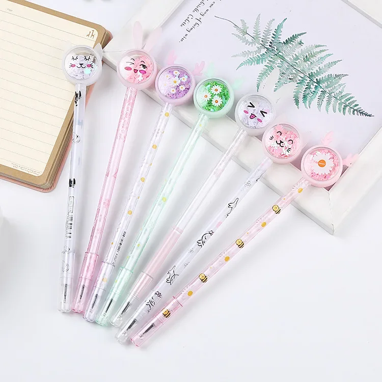 50pcs  Cute high face value Sequin neutral pen cartoon animal modeling student water-based pen office signature pen