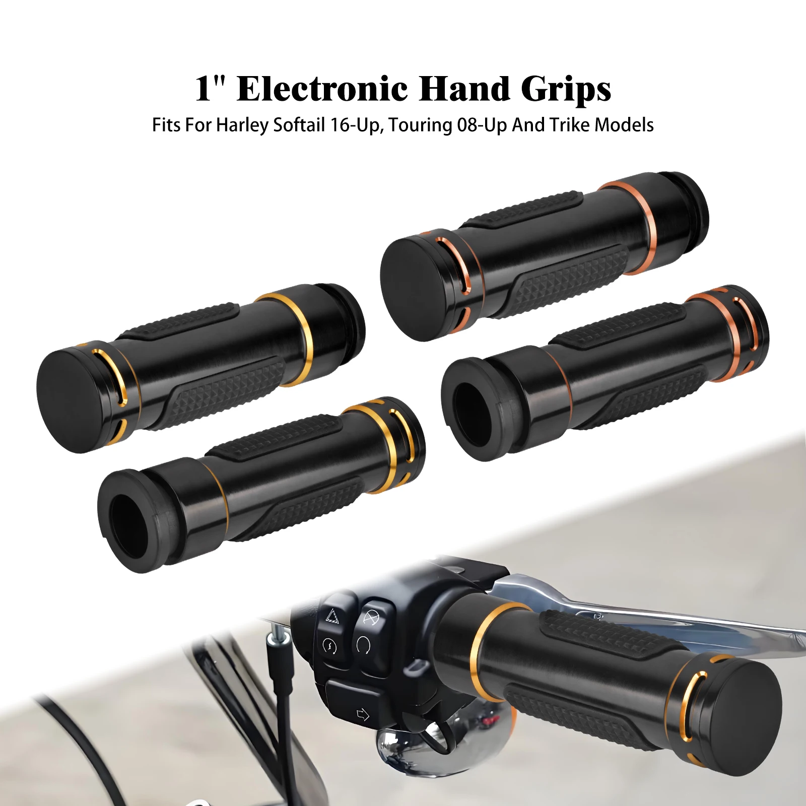 

Motorcycle 1" Electronic Hand Grips Handlebar For Harley Touring 2008-25 Road Electra Glide FXDLS 16-17 Softail 2016-24 Breakout