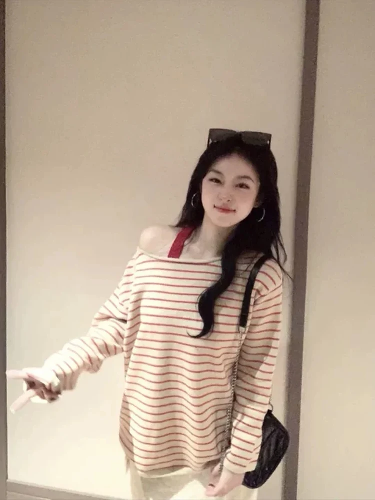 Coréen Sle coupe ample longue Sve tricoté pull femmes automne hiver Thiened oul baré doux confortable pull aérien