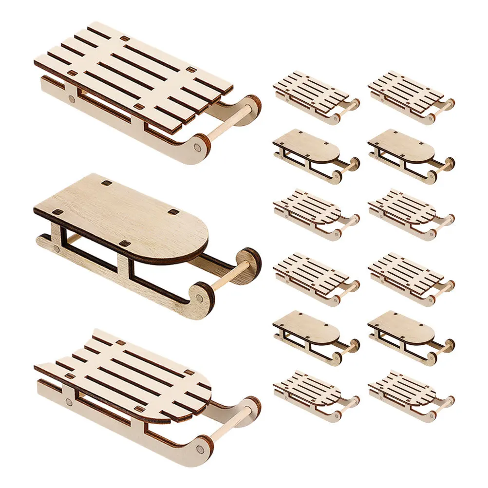 

15 Pcs Decor Christmas Crafts Sleigh Desktop Sled Adornment Ornament
