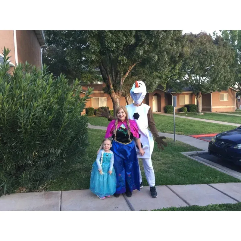 Frozen Anna Princess Long Dress Adults Snow Queen Elsa Cosplay Costume Fairy Tale Party Dresses for Women Halloween Fancy Dress