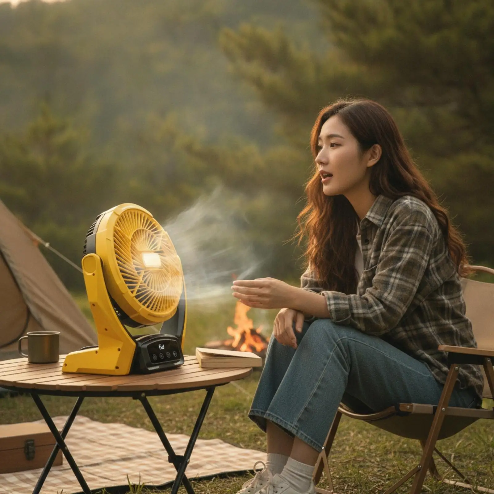 Portable Fan with Light Compact USB Fan with Light Rechargeable for Campers, Journeyers, Camping, Tabletop, Tent