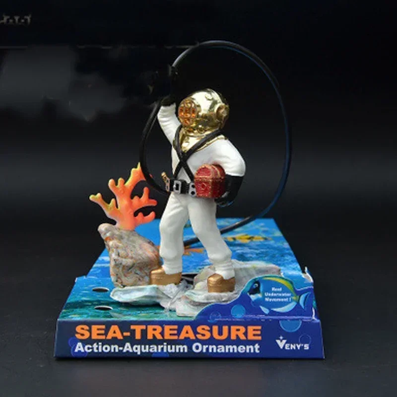 Aquarium Landscaping decoration Fish Tank Waterscape Treasure Box Air drive Frogman Diver work with air pump accessories