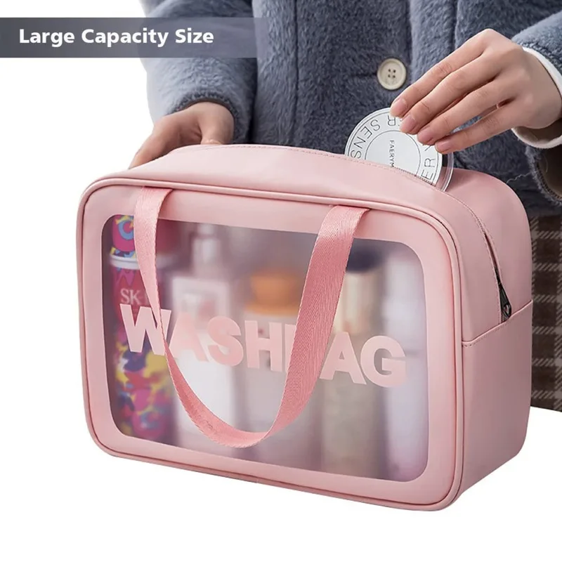 แบบพกพา Travel CLEAR Storage Bag Organizer กระเป๋ากันน้ํา Washbag เครื่องสําอางค์โปร่งใสกรณี