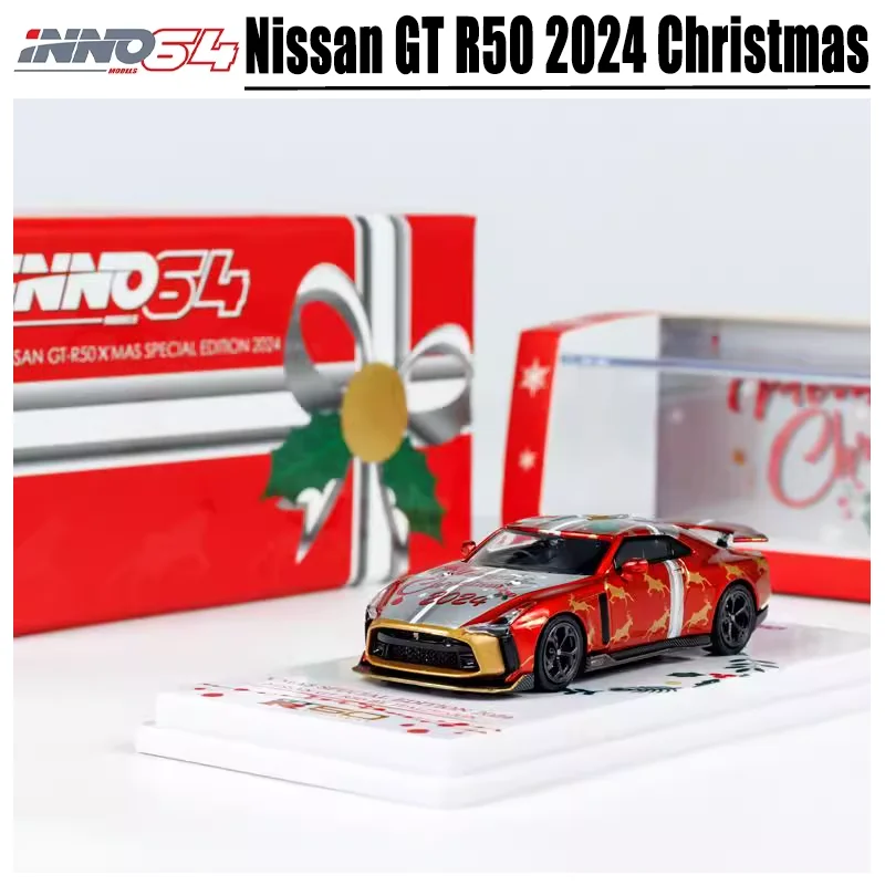 

INNO 1/64 Nissan GT R50 2024 Christmas Version Alloy Toy Diecast Metal Model Gift