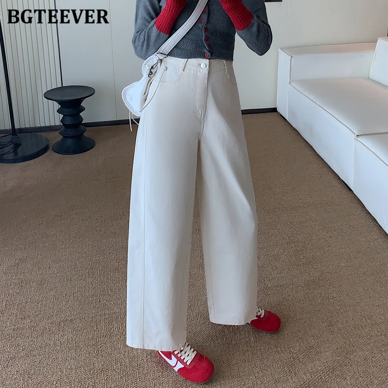 

Стильные хлопковые брюки с широкими штанинами BGTEEVER для женщин, весенние повседневные прямые женские брюки