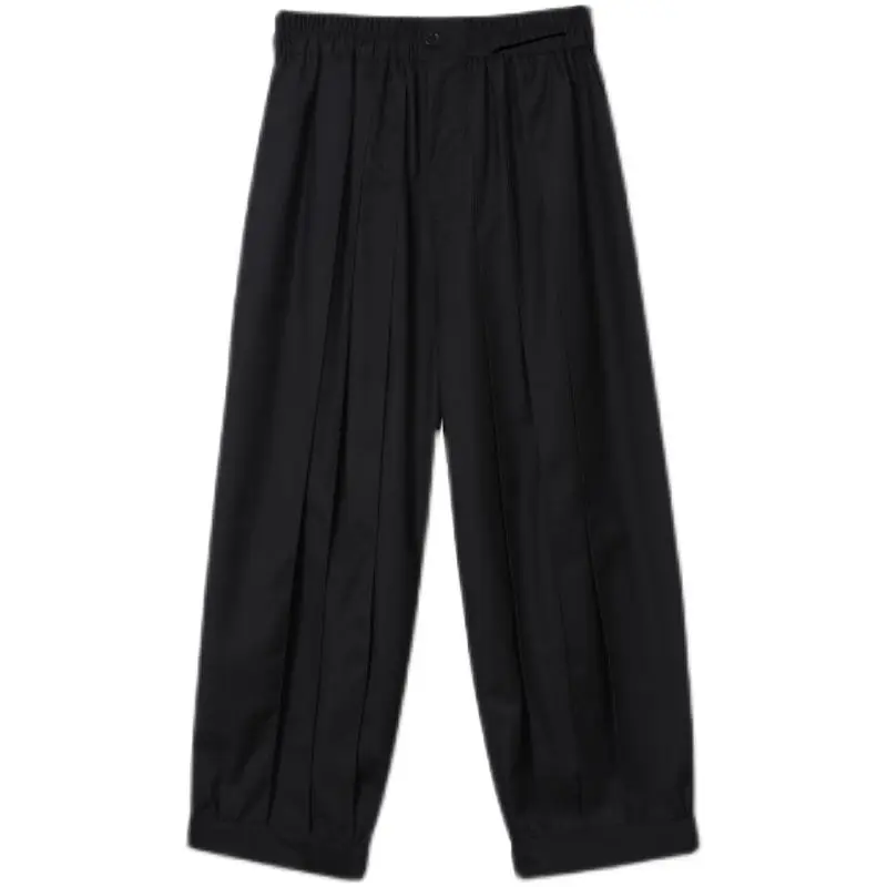 UMI MAO Yamamoto Style Personality Pleated Beam Mouth Tie Dark Trend Nine-point Pants Men Women Pantalones Hombre