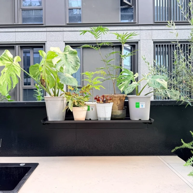  حامل نبات معلق من الحديد المطاوع | رف مثبت على الحائط للشرفة | رف زراعة معلق للنافذة | موقف العرض النضرة #4