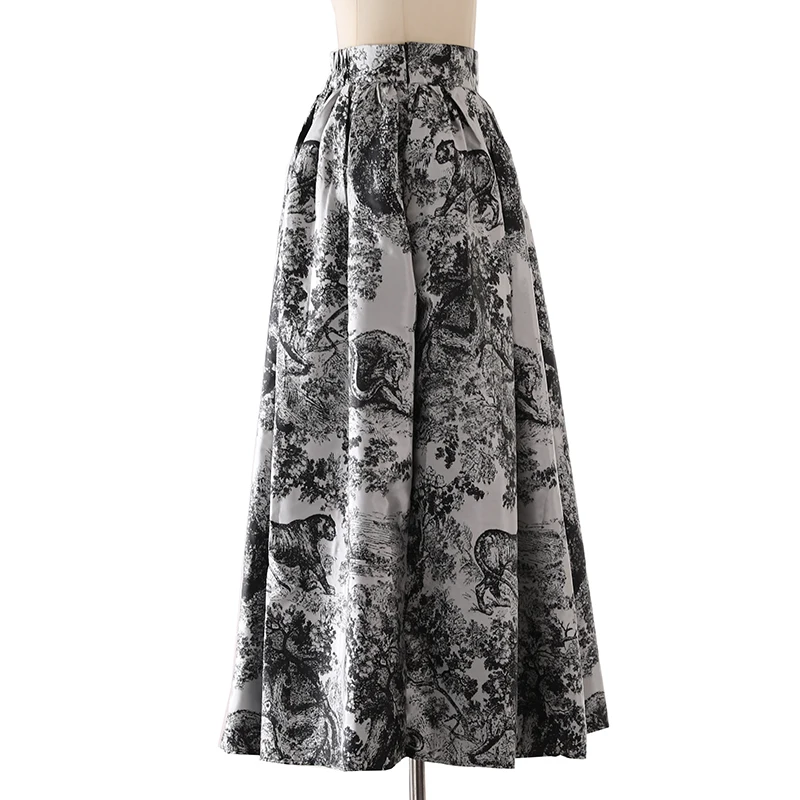 Весенне-осенняя новая женская юбка до половины тела, модное французское длинное платье из жаккарда с высокой талией в стиле ретро