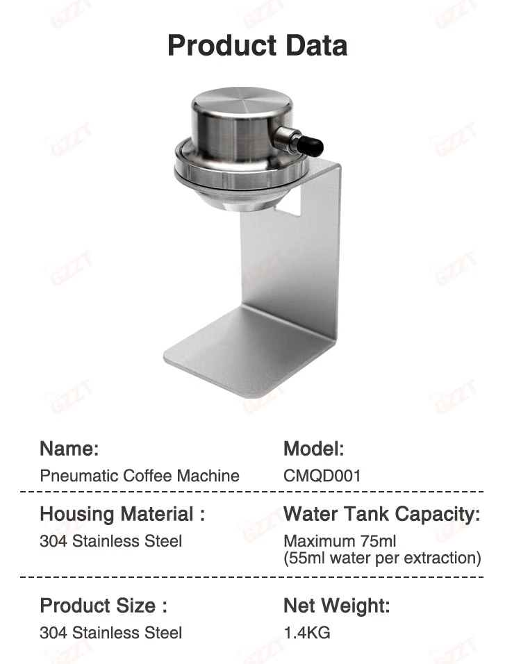 GZZT D001 58mm Manual Pneumatic Coffee Maker Portable Espresso Machine with 1-16 Bar Pressure Gauge for Travel Kits Non-Electric