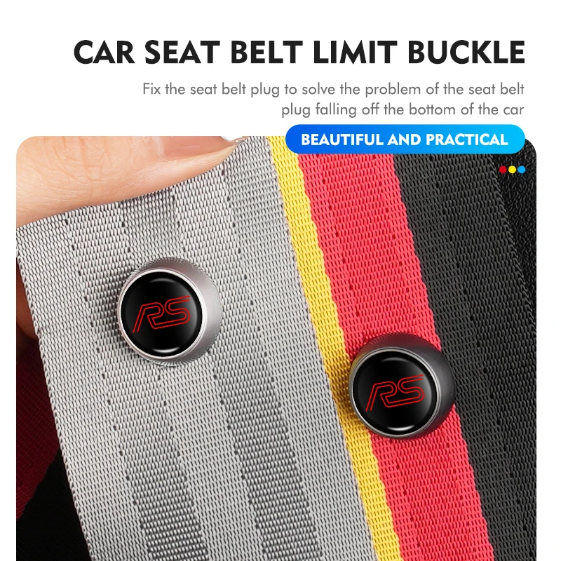 2pcs Car Seat Belt Spacing Limit Stop Anti-slip Buckle Retainer For Audi RS S Line A3 8P TT 8V A4 B8 RS3 RS4 S5 S6 S7 view 2