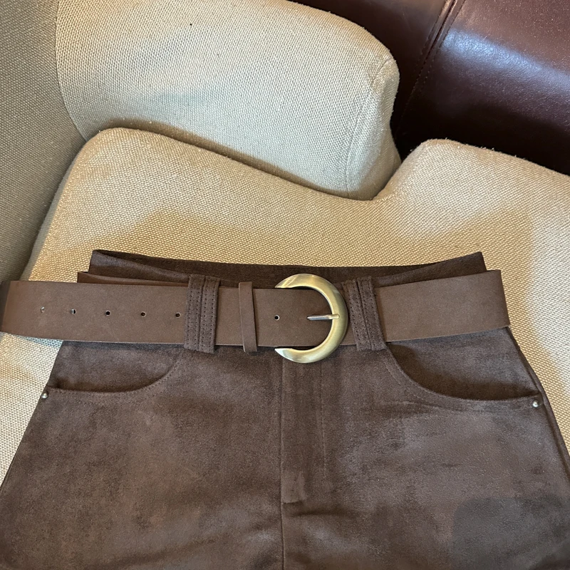 Simple Solid 2026 Autumn Winter Korean Version Versatile A-word Wide-leg Shorts Women's High Waist Casual Fashion Short Pants
