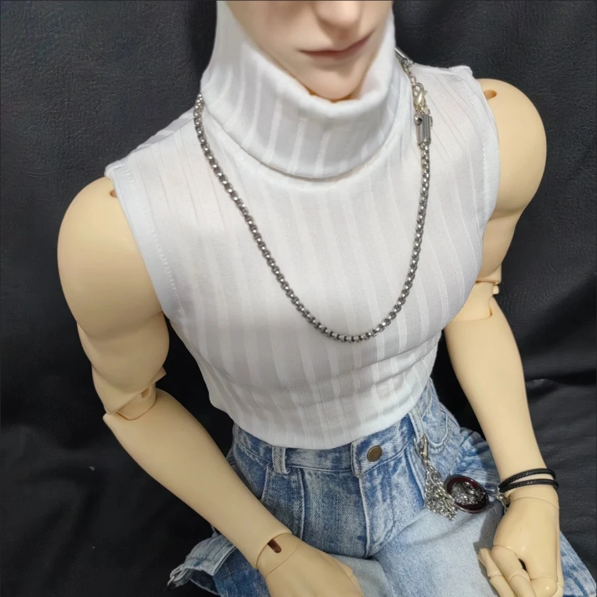 Doll's Clothes for 75 To 77cm Bjd Doll 1/3 Striped High Neck Tank Top Sleeveless Diy Dress Up Play House Toys Doll Accessories
