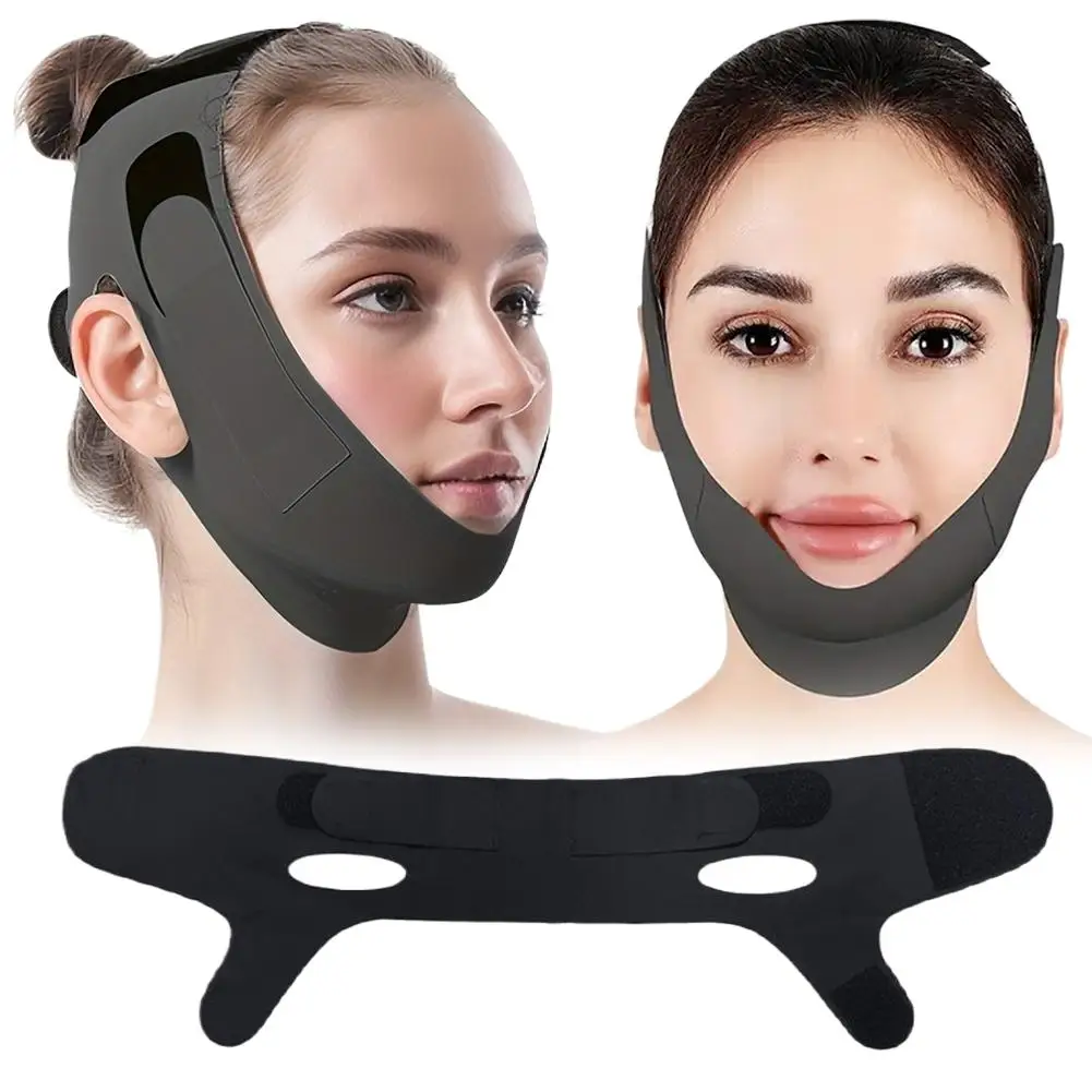 Maschera per il lifting del viso a forma di V Nero V Line Lifting Sottogola Riutilizzabile Maschera per il lifting del viso Shaper regolabile per il doppio mento