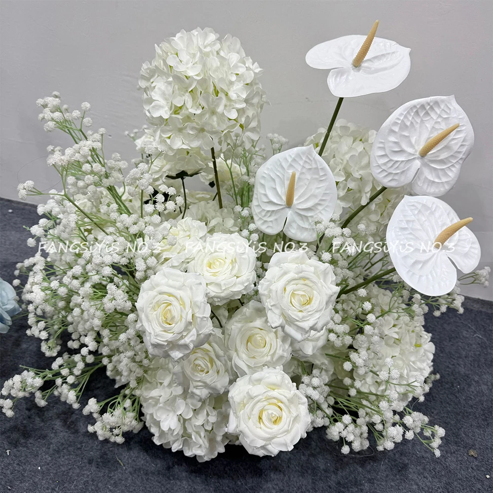 

Роскошный белый цветочный шар из гипсофилы, роз и гиацинтов 30/40/50/60/70 см для свадебного декора, украшения стола и цветочных композиций