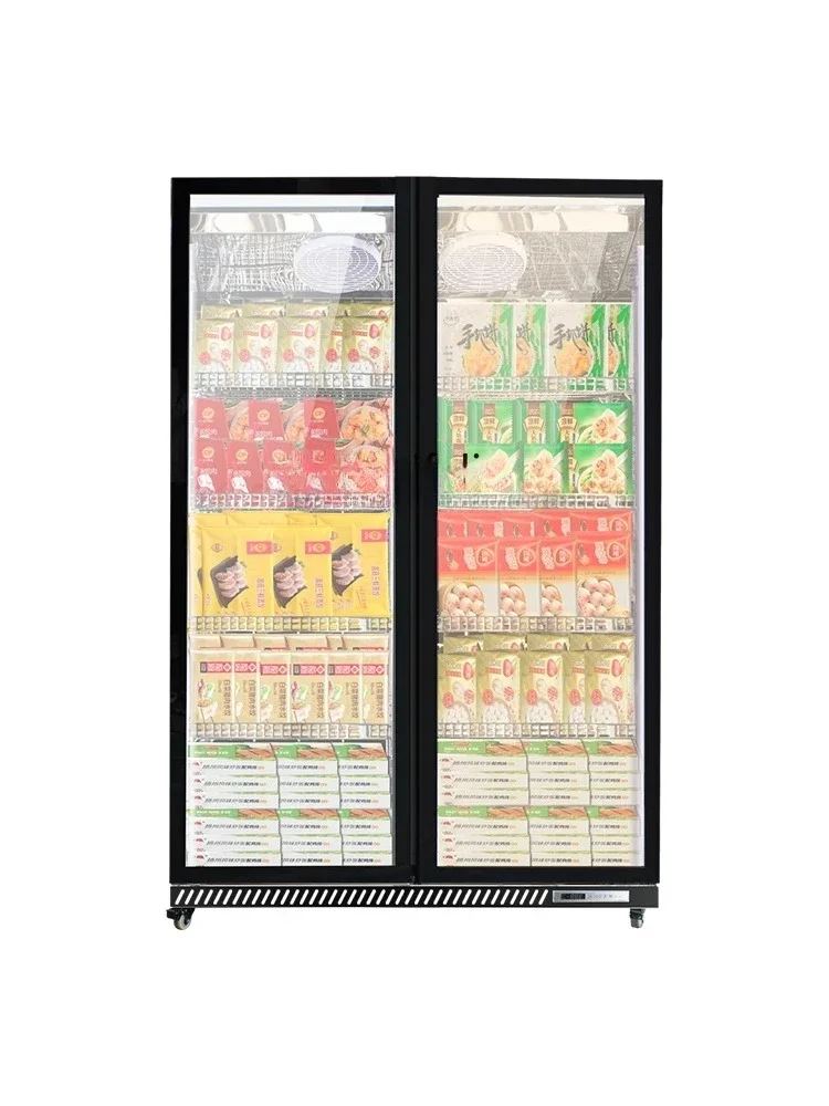 Vitrine de réfrigération commerciale, réfrigérateurs verticaux pour supermarché à viande congelée, congélateur simple et Double à trois portes