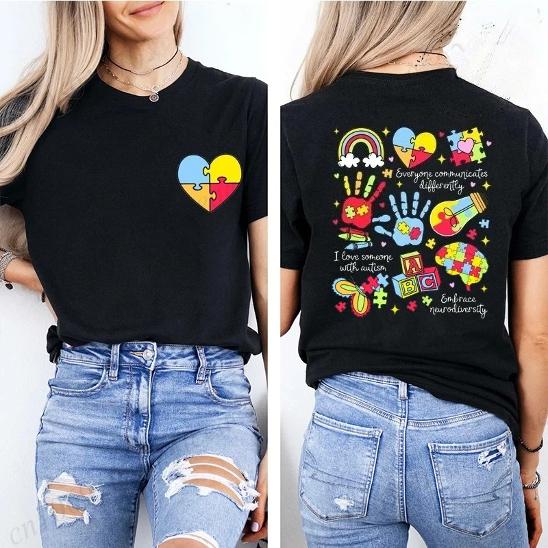 Personalized Autism Shirt Autism Awareness T-Shirts Tee Women T-shirts Fashion Harajuku Kawaii T-shirt Women's Y2K Clothing