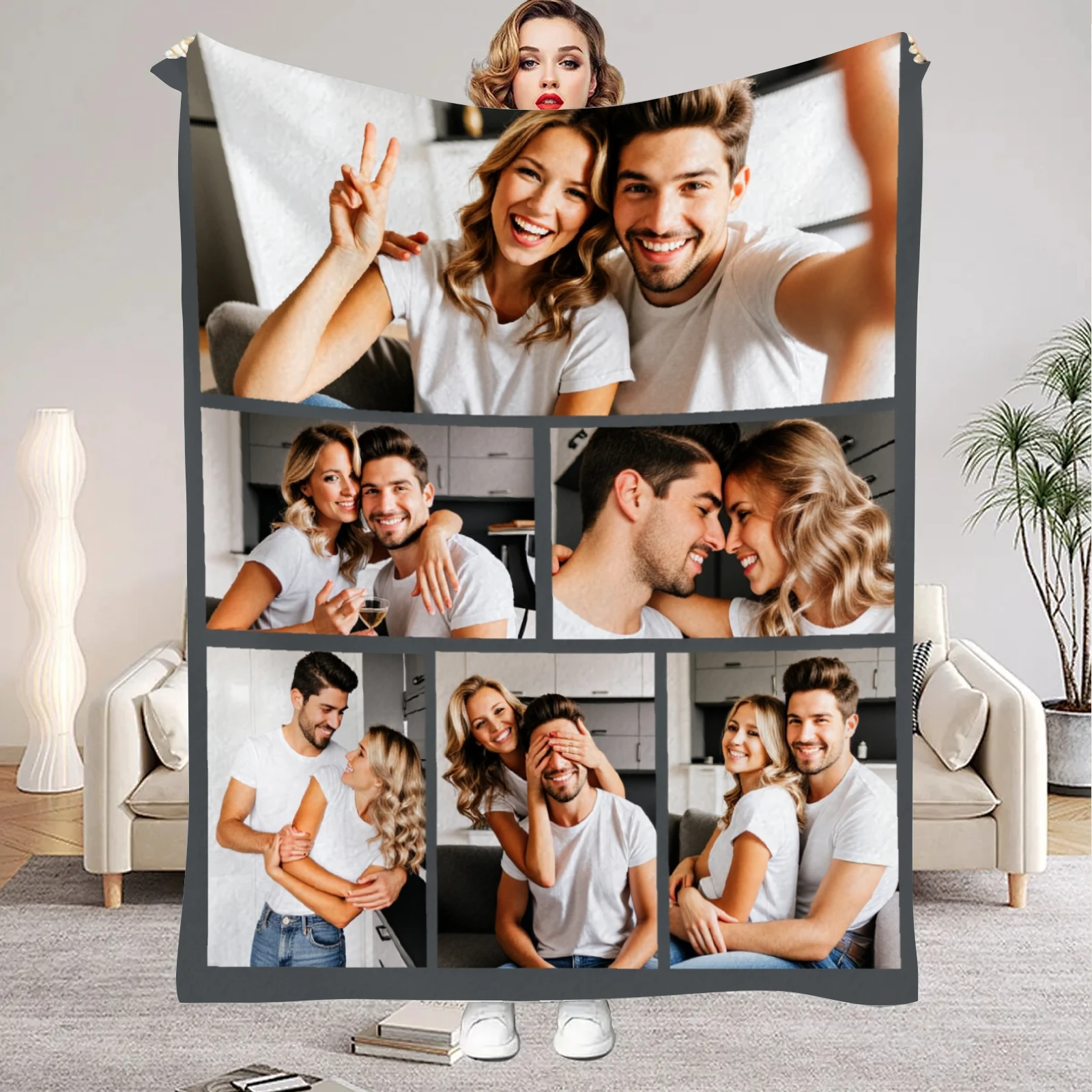 Valentine's Day Flannel Blanket Customized Your Photo Blanket for Boyfriend Girlfriend Couple Anniversary for home Decoration