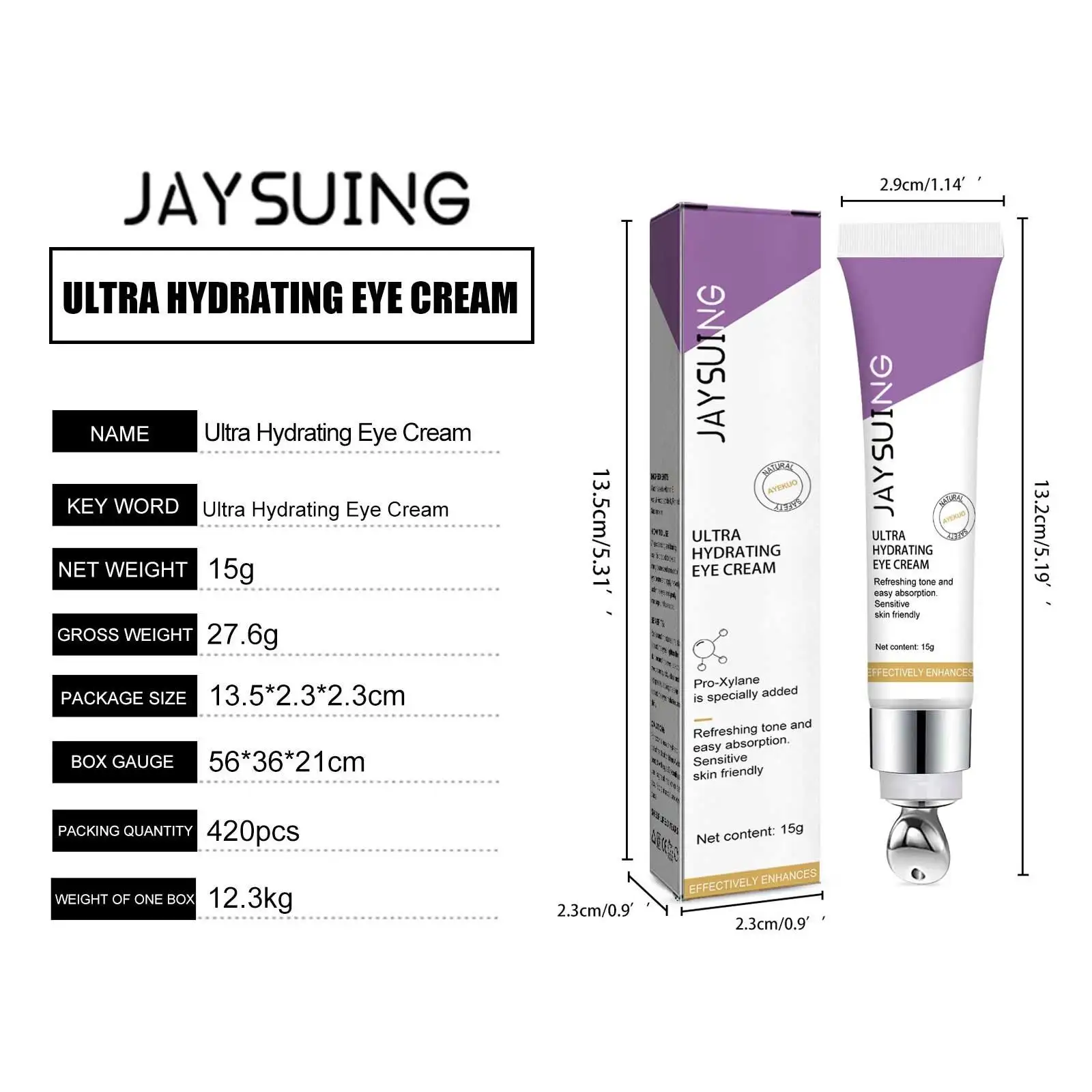 Moisturizing Eye Cream Fade Fine Line Lighten Dark Circles Anti Puffiness Crow's Feet ลบริ้วรอย Whiten Anti Aging Eye Cream