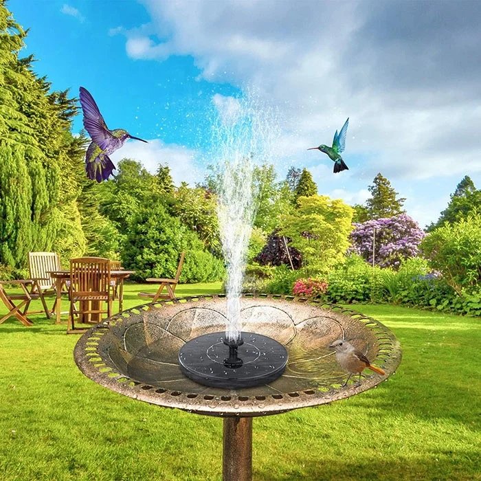 Solar Bird Bath Fountain Pump with 6 Nozzles Independent Floating Upgrade Solar Fountain for Garden Pond Pool