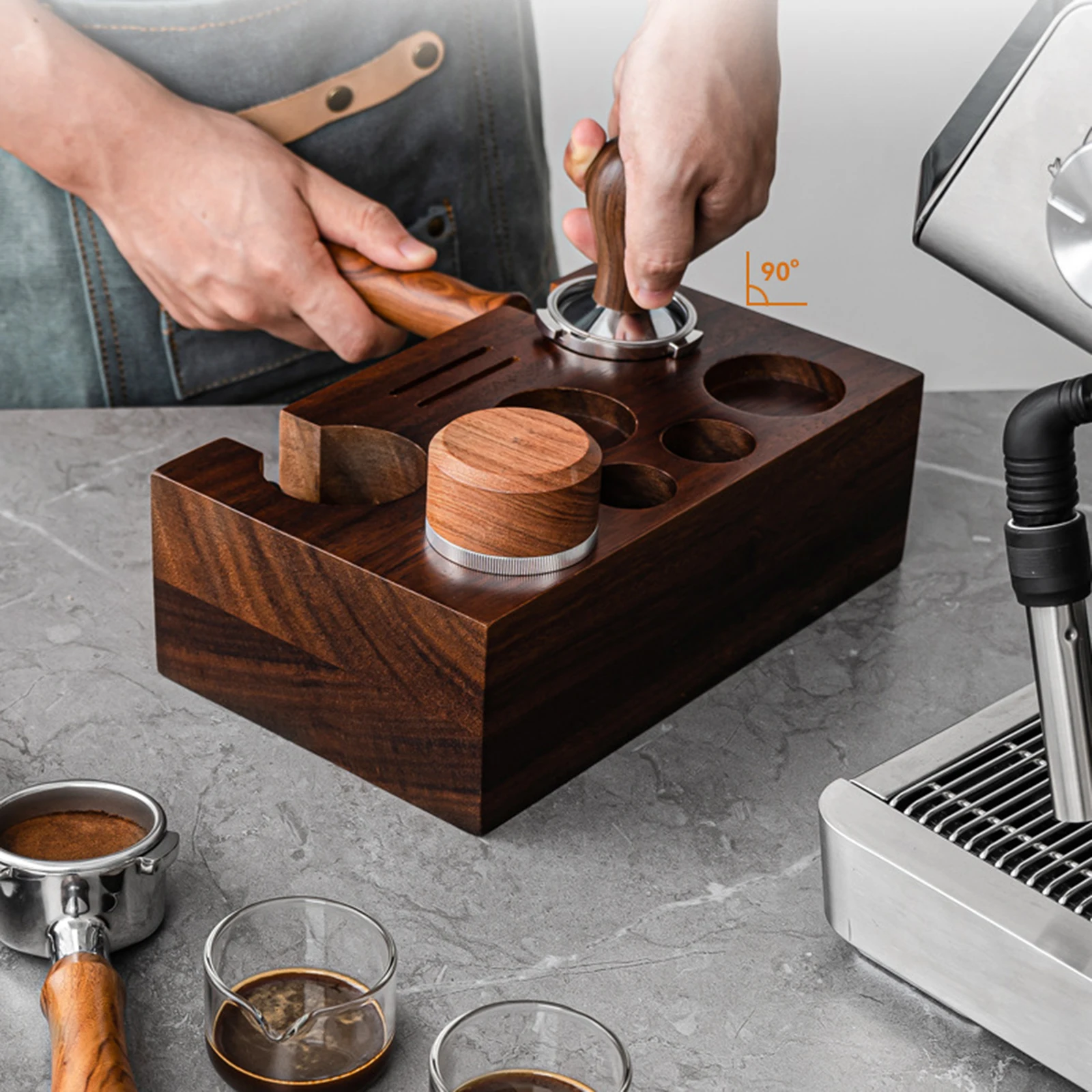 Wooden Coffee Tamper Station Base Tamper Holder Espresso Tamper Mat  Non Slip for Counters Shop Worktop Coffee Barista Tool