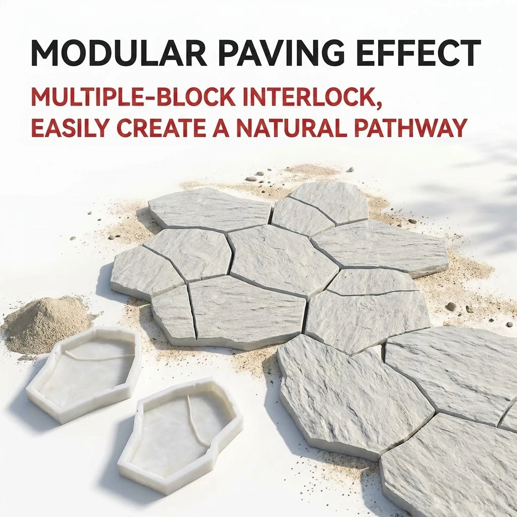 Garden courtyard, cement balcony, brick, silicone mold, floor paving, irregular ice cracking, broken splicing stones