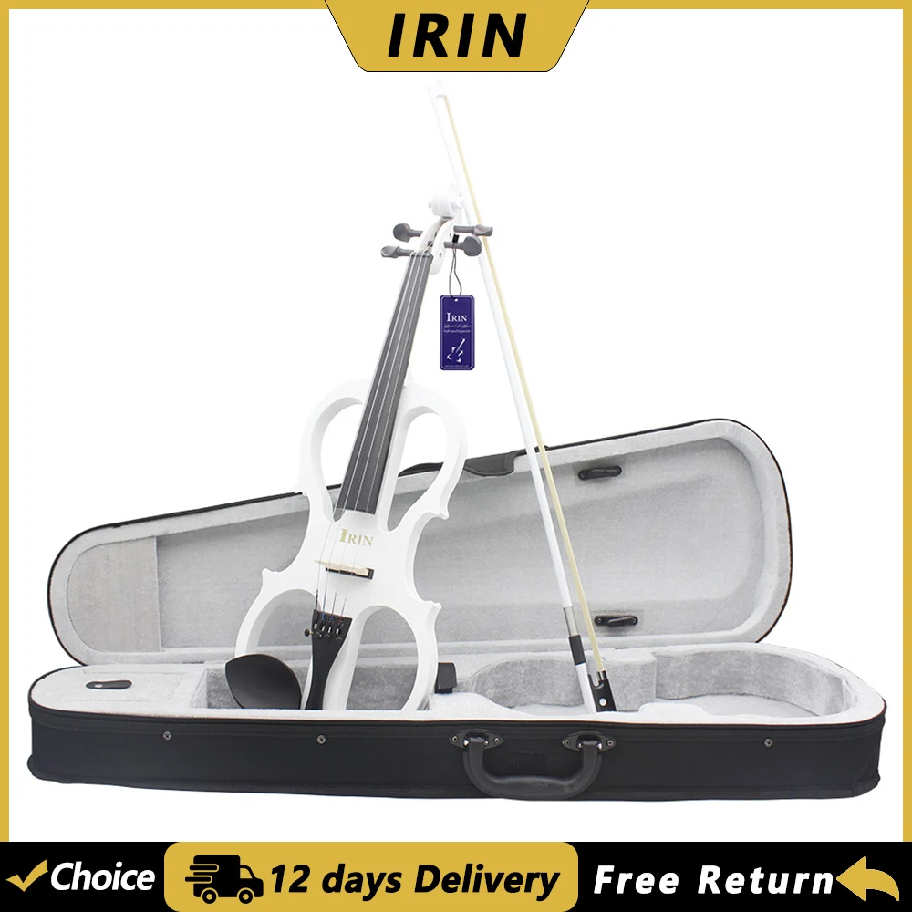 IRIN 4/4 Electric Violin Silent Maple Body Electric Violin With Bow Case Headphone Connection Cable Violin Parts & Accessories