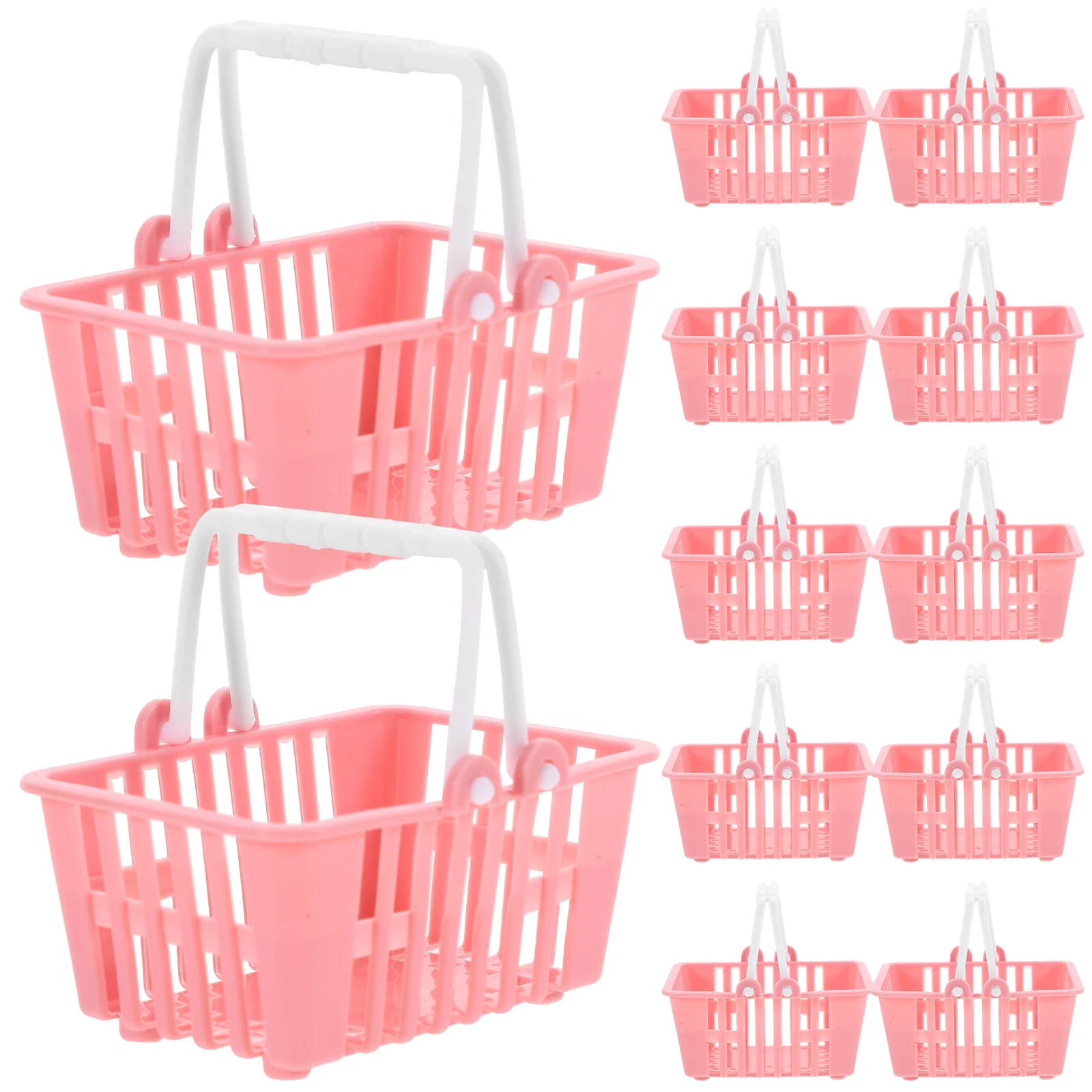 12pcs Kids Shopping Basket Toys Grocery Basket Models Funny Play Ornaments Simulated Food And Game Mini Plastic Shopping Basket