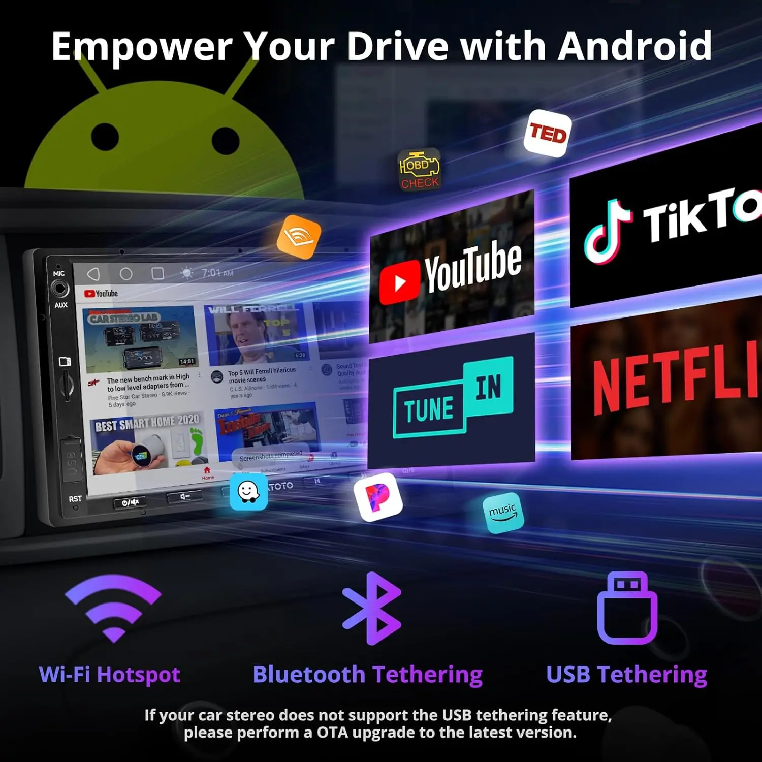 A5L 7' Android-Autoradio mit kabellosem CarPlay und Android Auto, Wi-Fi/Bluetooth, 2G+32G, Rückfahrkamera, GPS-Tracking