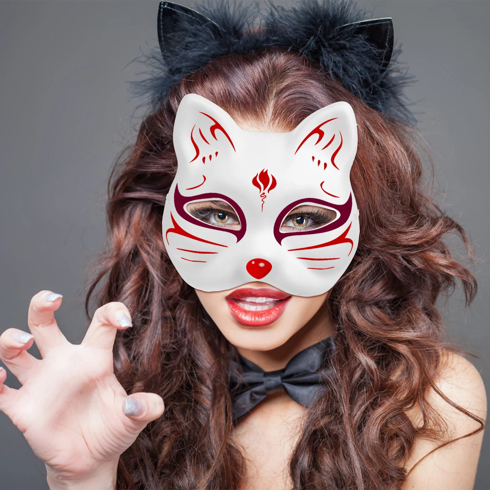 

10 pcs Paper Cat Face Masks Blank Animal Mask Diy Hand Painted Party Costume Cosplay Mask For Halloween Women Kids Size
